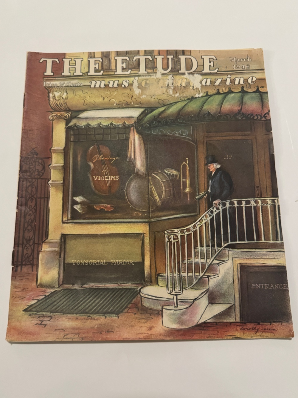 Vintage 1946 The Etude Music Magazine March Violin Shop Illustrated Cover